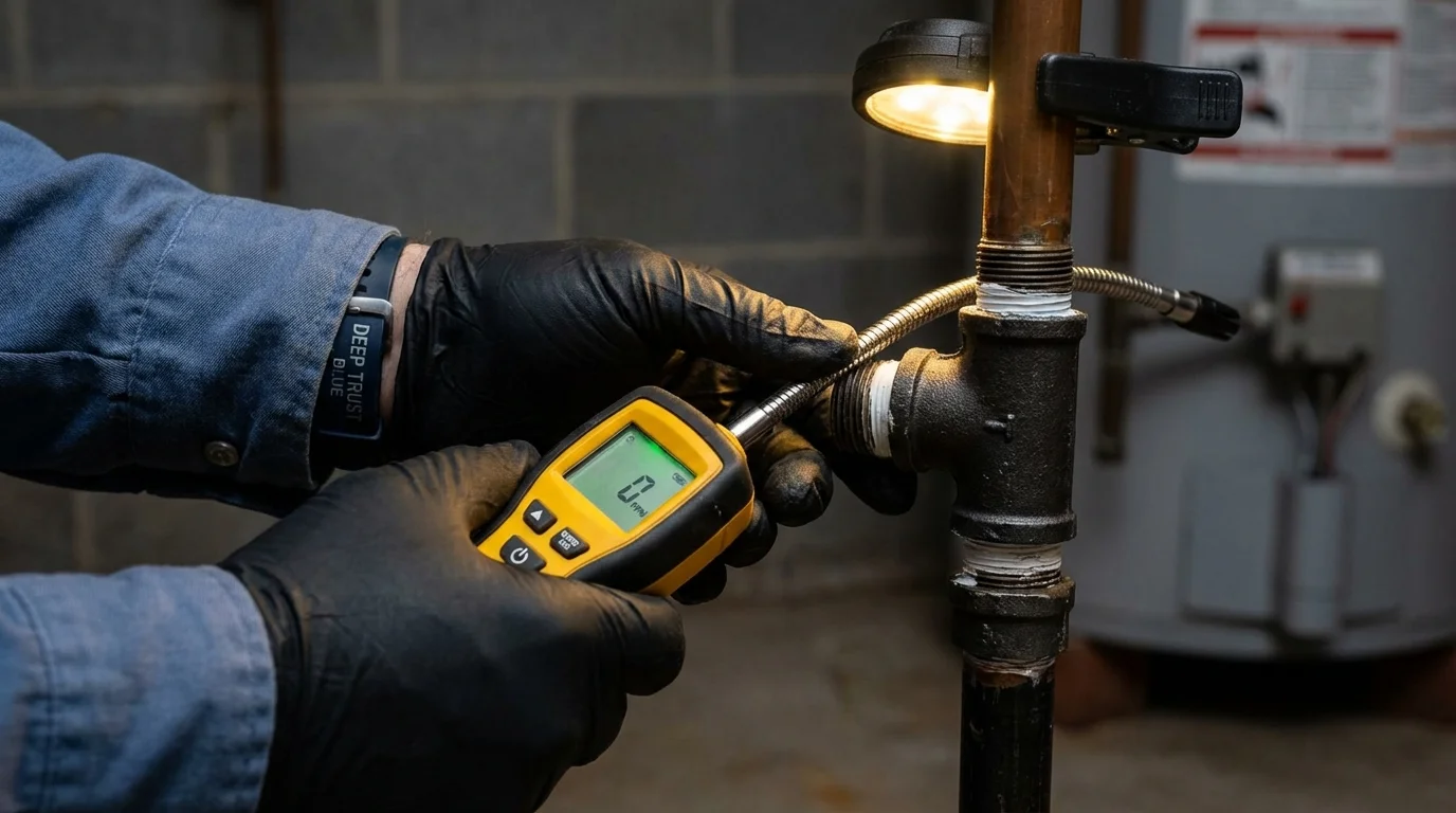 Gas leak detection with electronic sniffer by Johns Plumbing LLC in Villa Park